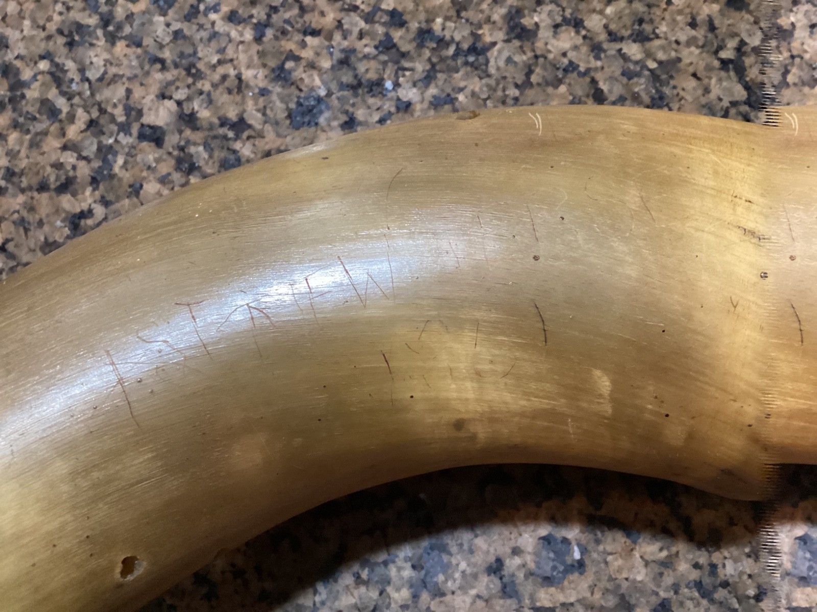 Large 18” Antique Powder Horn Engraved 1st New Jersey 1861