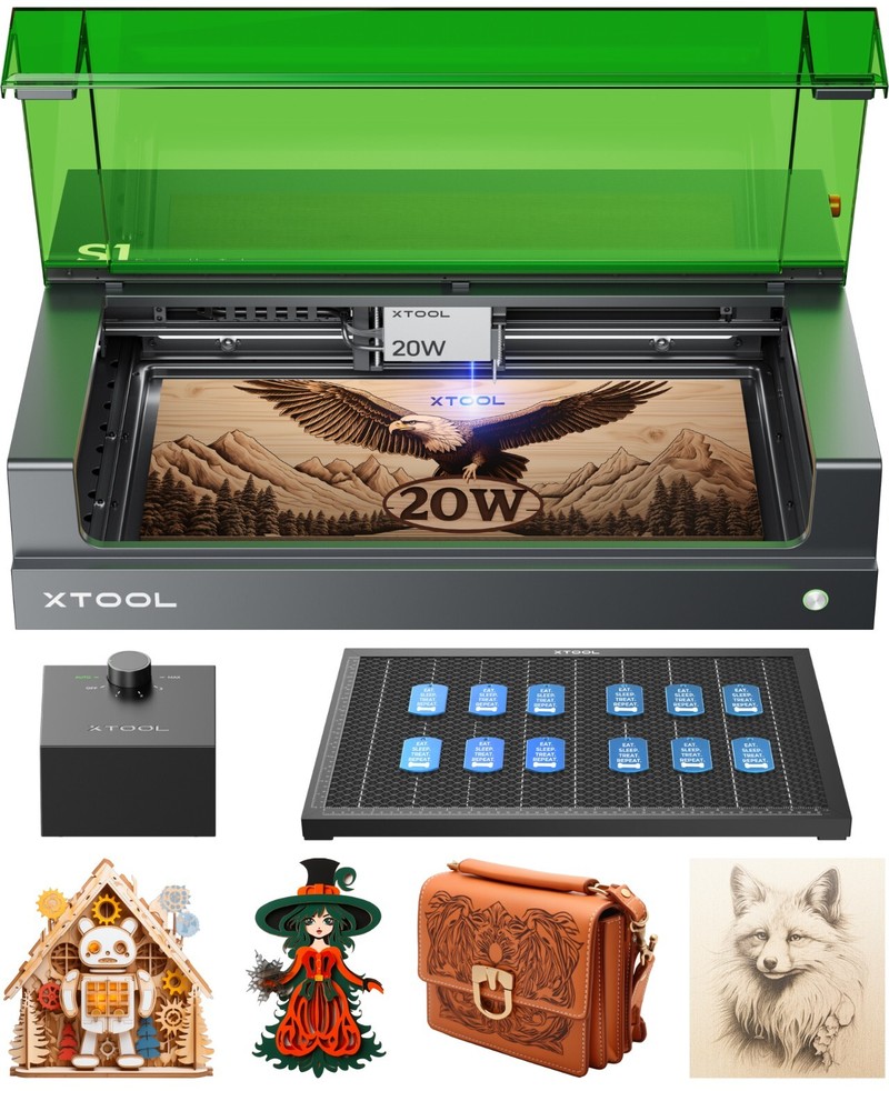 xTool S1 20W Laser Engraver, 600mm/s Speed Laser Engraving Machine, Basic Bundle