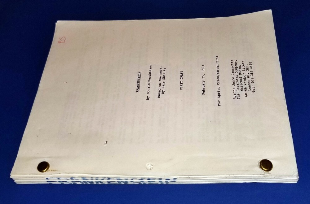 FRANKENSTEIN original script ROBERT DE NIRO HELENA BONHAM CARTER BRANAGH 94