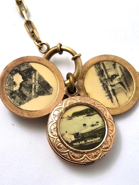 Vintage Pocket Watch Chain with Tarlair Macduff Souvenir Fob, 1940's