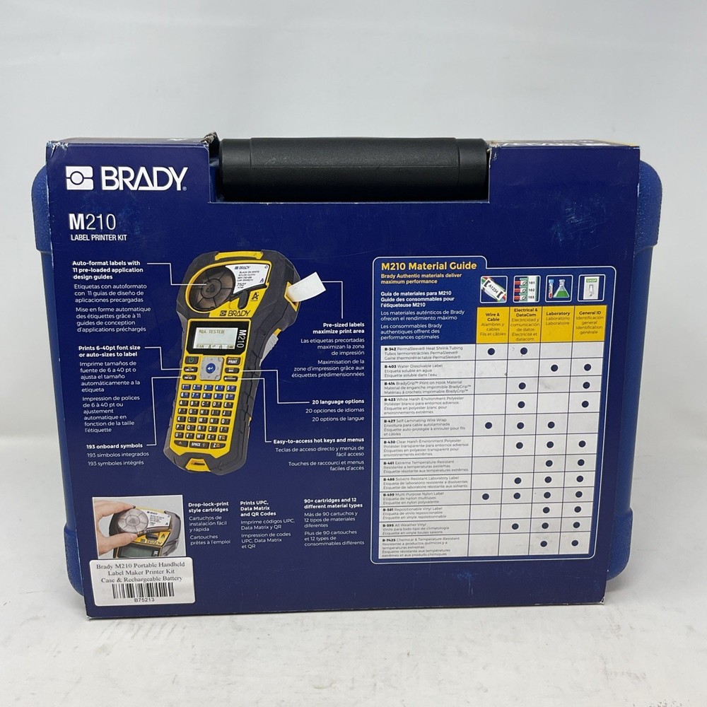 Brady M210 Portable Handheld Label Maker Printer Kit Case & Rechargeable Battery