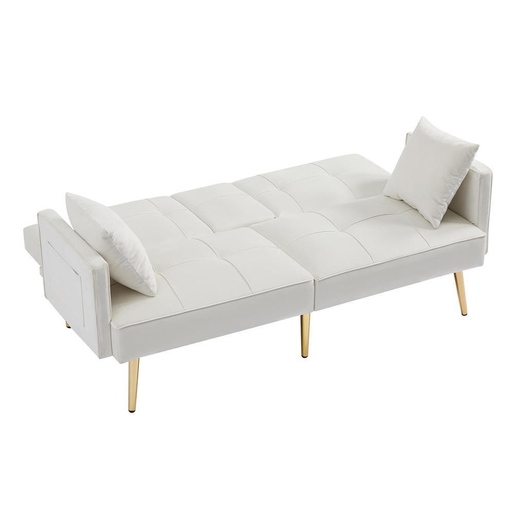 WHITE VELVET SOFA BED