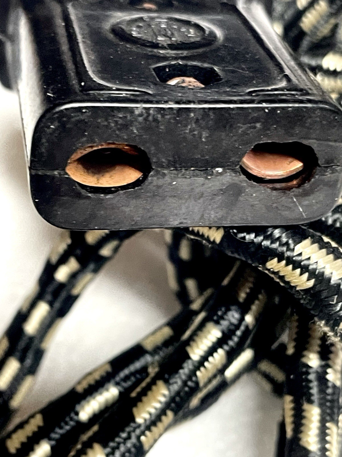 Antique Vintage 6' Cloth 2-Prong Appliance Cord Bakelite "N" Logo Art Deco NICE