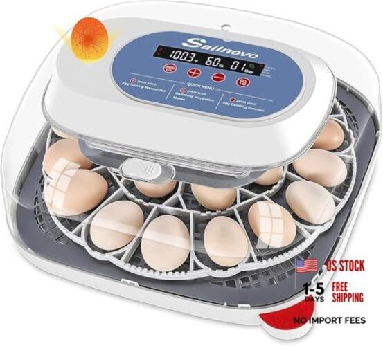 24 Egg Incubators for Hatching Eggs - Automatic Temperature Control and Blue