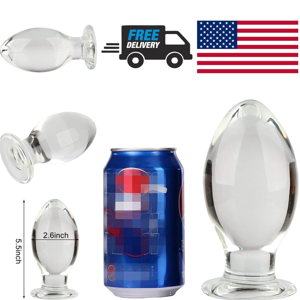 Extra Large 5.5 Inch Glass Butt Plug Clear Smooth Surface for Temperature Play
