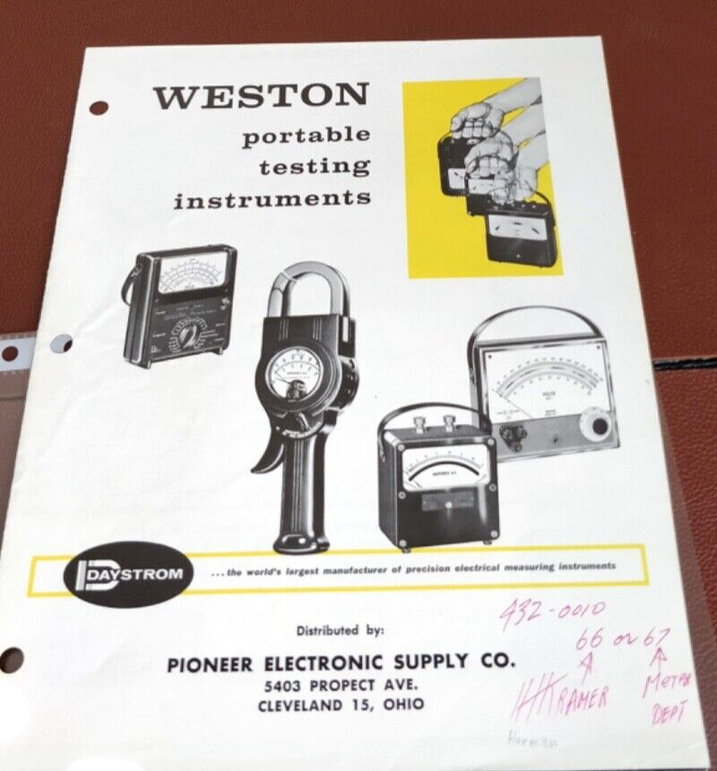 1961  Weston Portable Testing Instruments ~ catalog Brochure