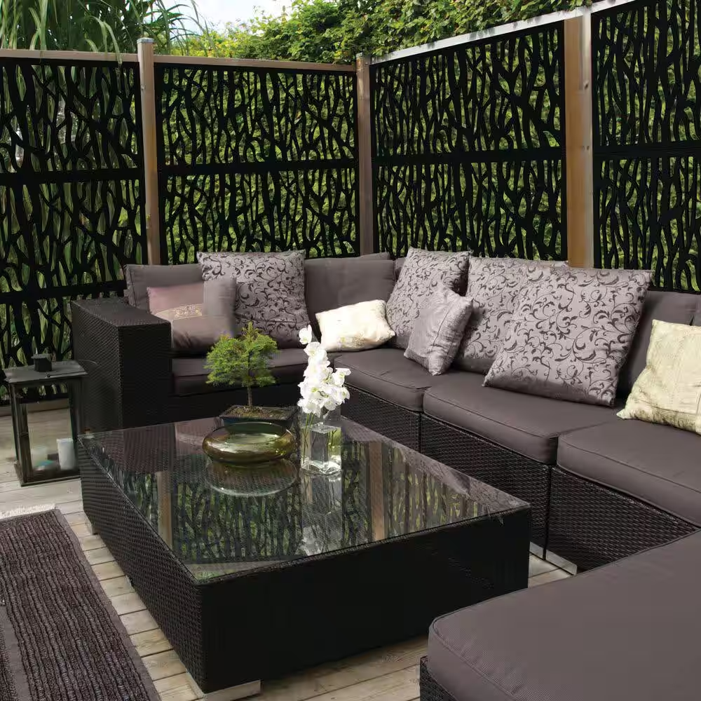 2 Ft. X 4 Ft. Sprig Black Polypropylene Decorative Screen Panel