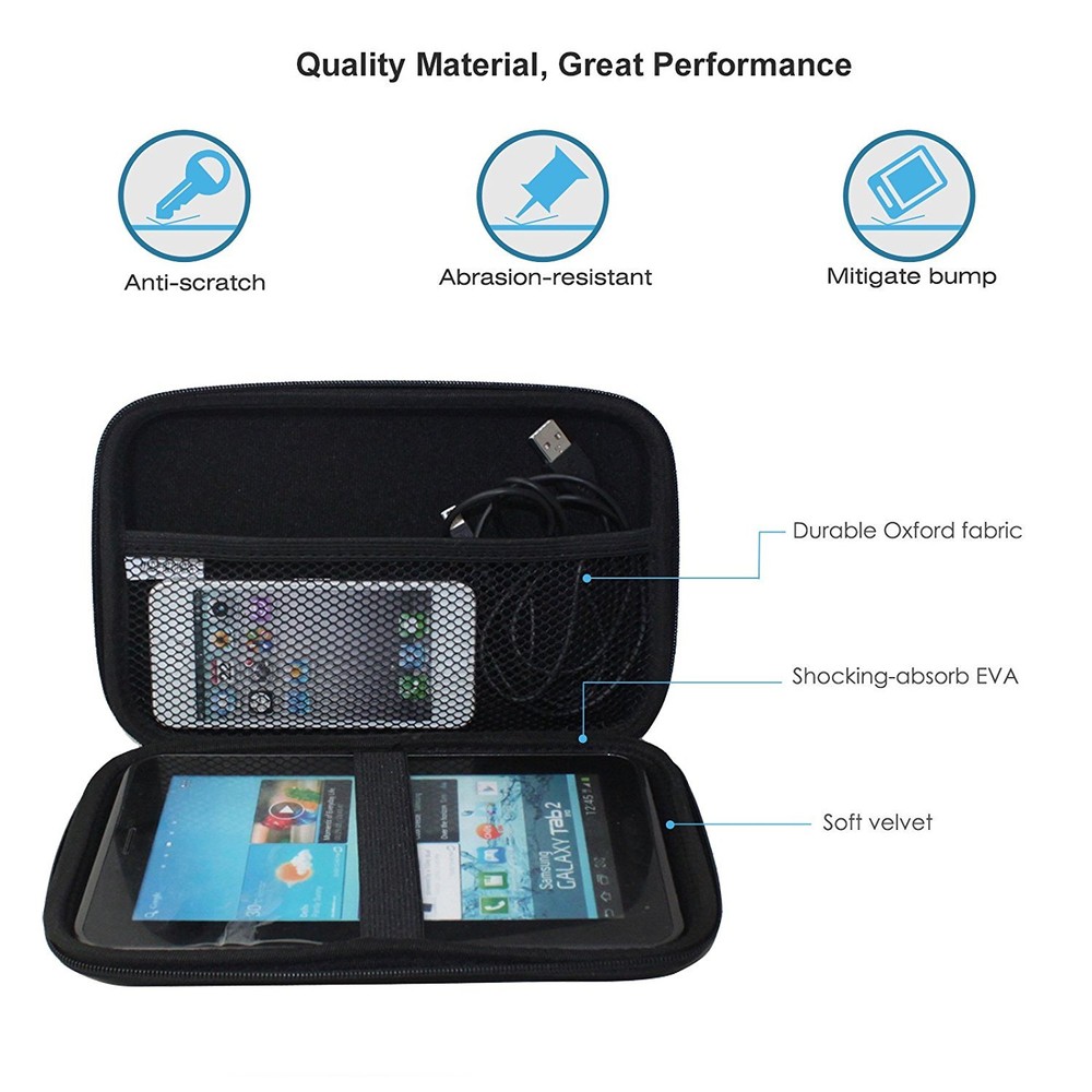 7" GPS Bag Hard Shell Carry Navigation Case Shockproof Pouch for Tomtom Garmin