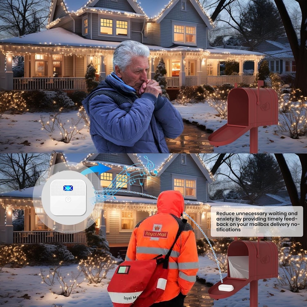 Mail Alarm Mailbox Alert for Delivered Wireless Chime White