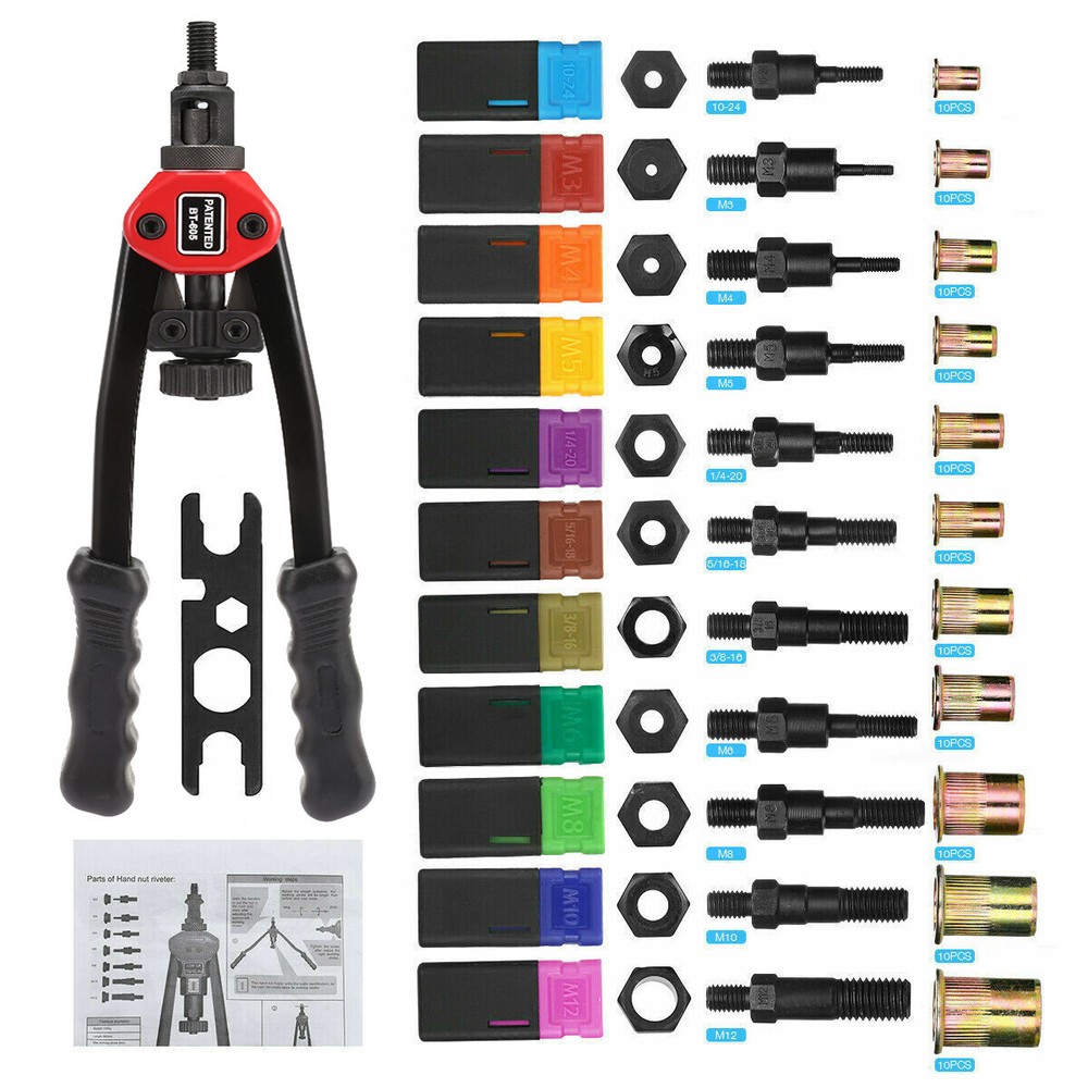 Rivet Nut Gun Kit Rivnut Setting Tools Nut Setter Tool Hand Blind Riveter 13"