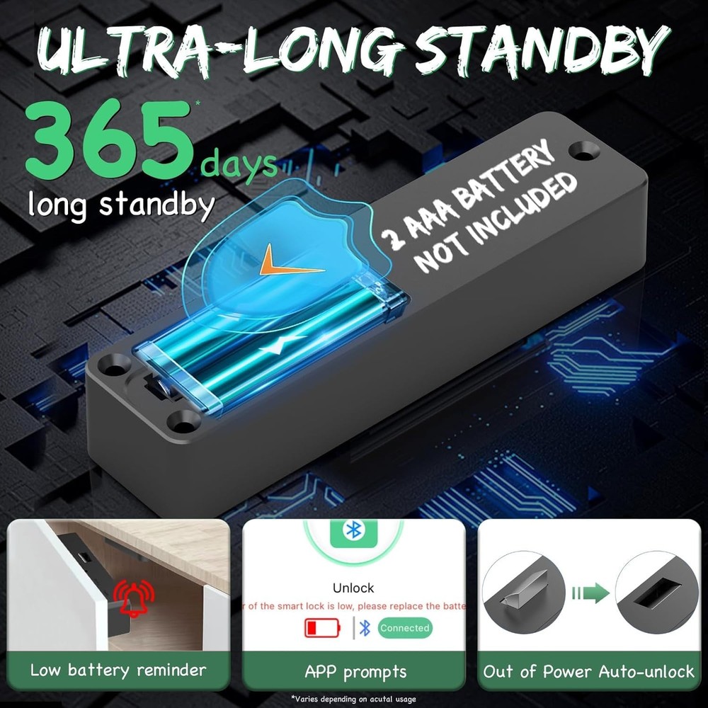 Smart RFID Drawer Lock, Hidden Digital Electronic Bluetooth RFID Cabinet Draw...