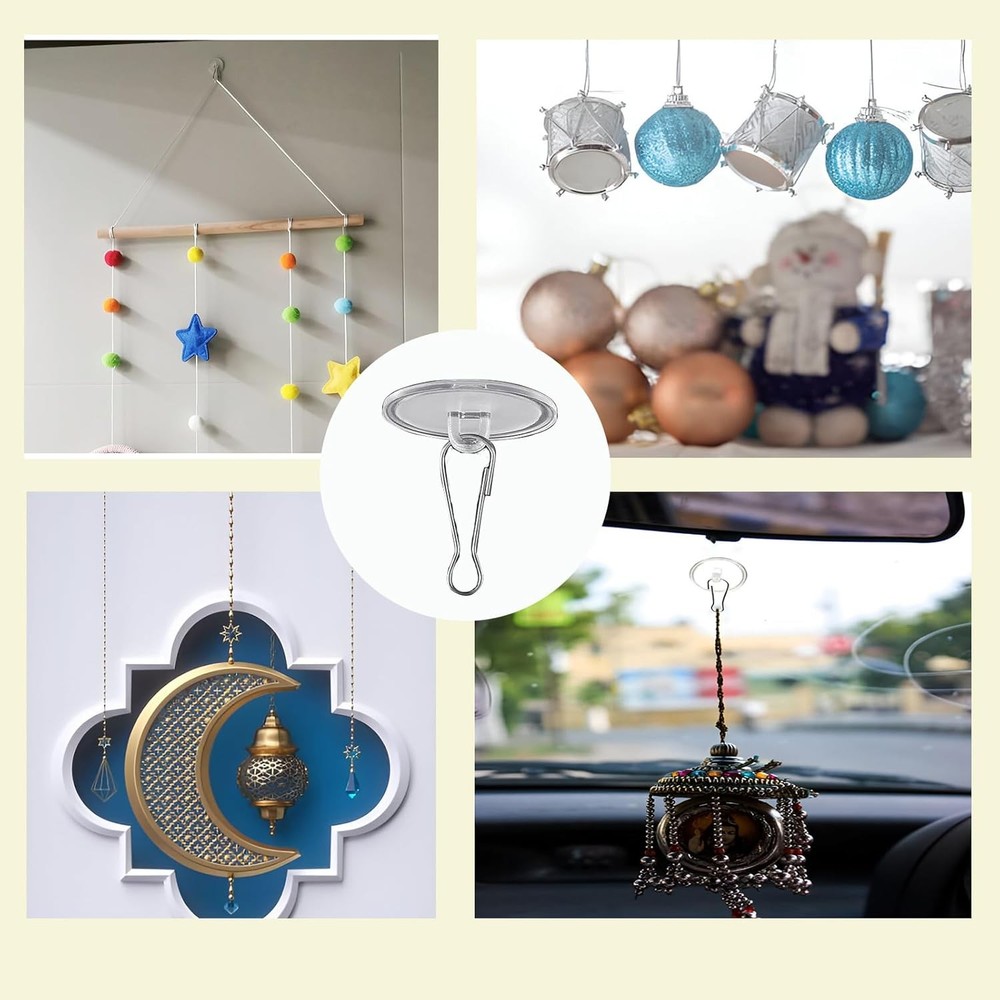 90 Pack Self Adhesive Ceiling Hooks for Hanging - Small 90pcs, Transparent