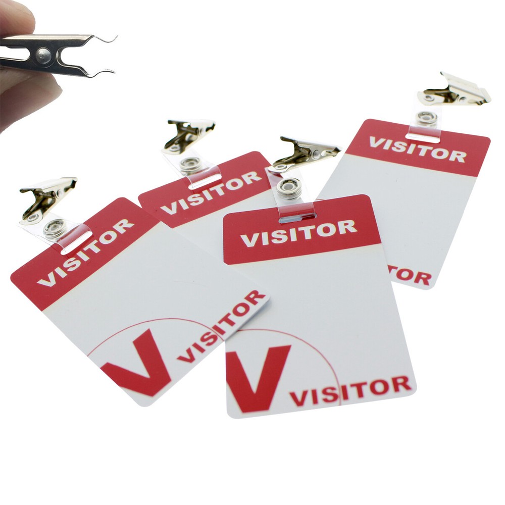 5 Pack - Heavy Duty Visitor Pass Badges with ID Clips - Reusable & Re-Writable