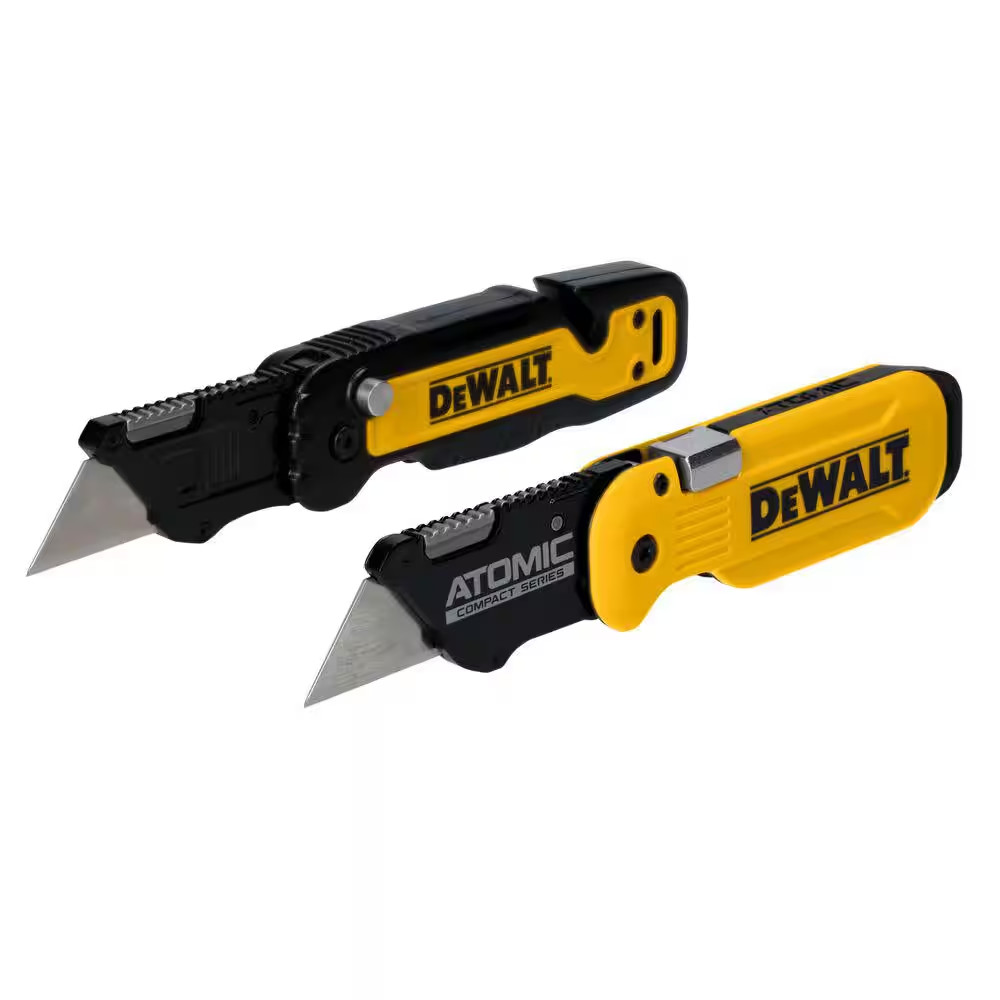 2 Pack Dewalt Durable Atomic Push and Flip Folding Utility Blade Knives