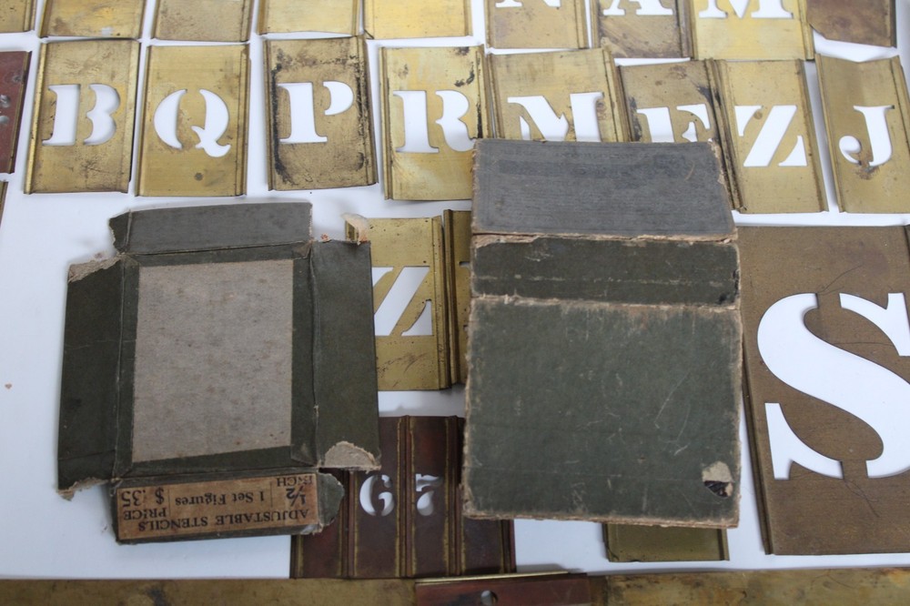 Antique Large Brass Reese's Stencils Lot