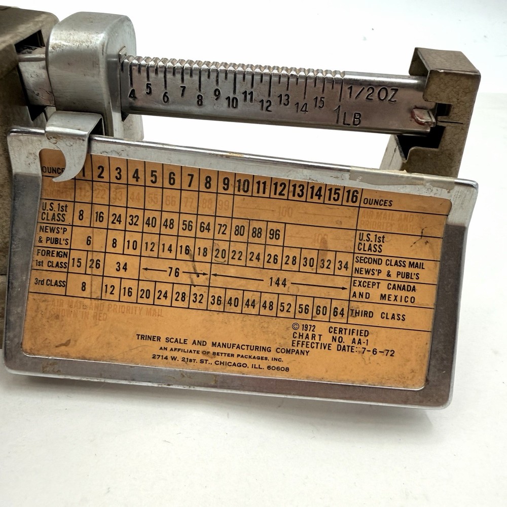 Vintage 1972 Triner Postal Scale For First Class And Priority Mail