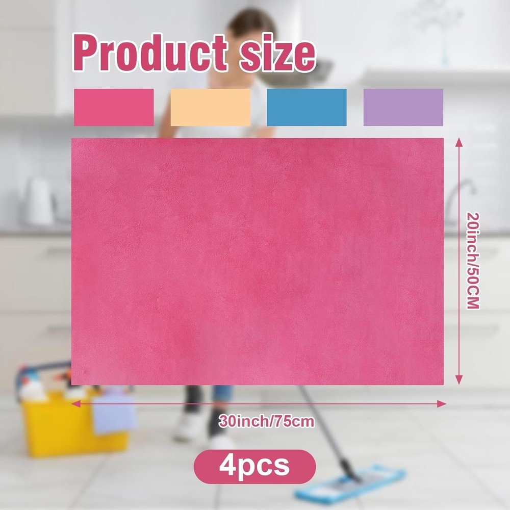 4 Pcs Multicolor Extra Large Microfiber Cleaning Cloth 30 x 20 Inch Reusable ...