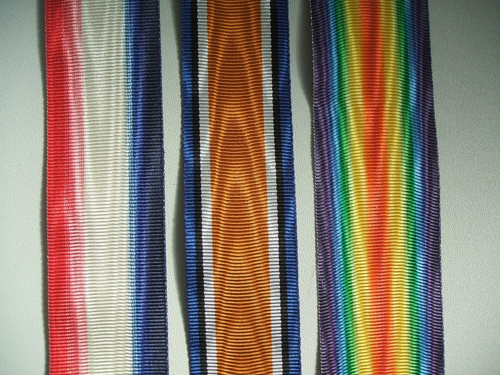 WW1 Star + British War Medal + Victory Medal Trio of Ribbons Full Size 16cm long