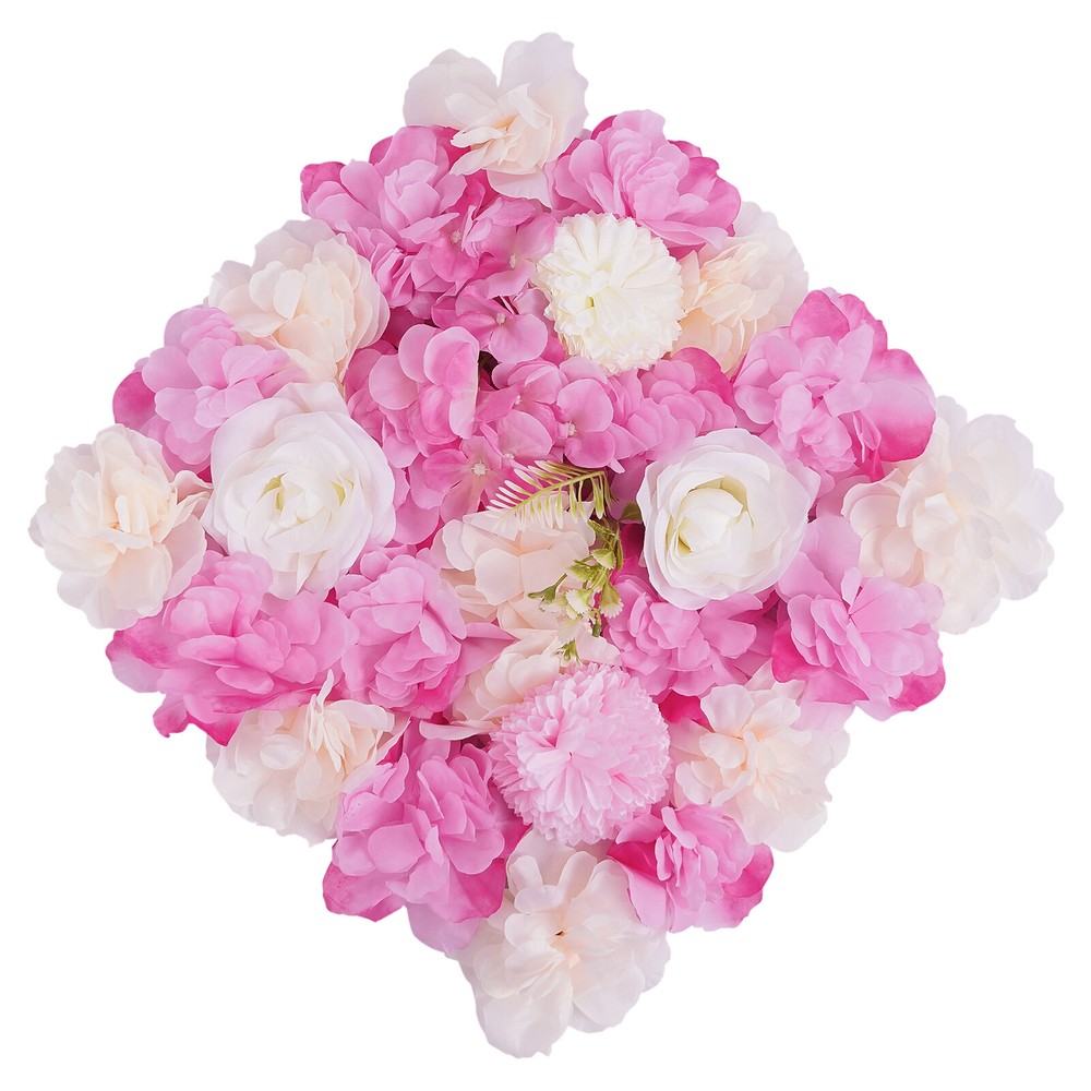 12PCS 15*15in Artificial 3D Flower Wall Panel Wedding Backdrop Wall Decor Pink