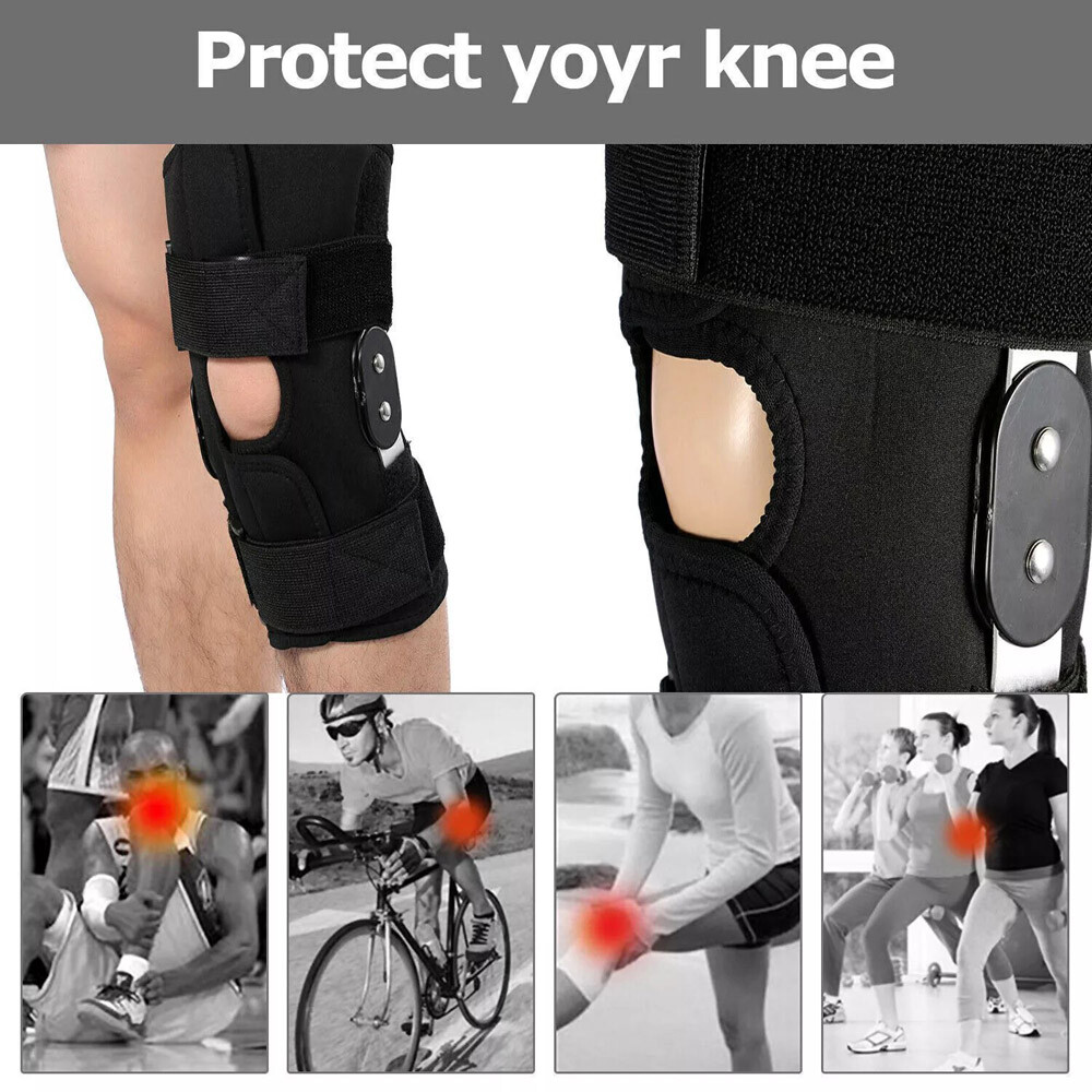 Hinged Knee Brace Compression Sleeve Joint Support Open Patella Stabilizer Wrap