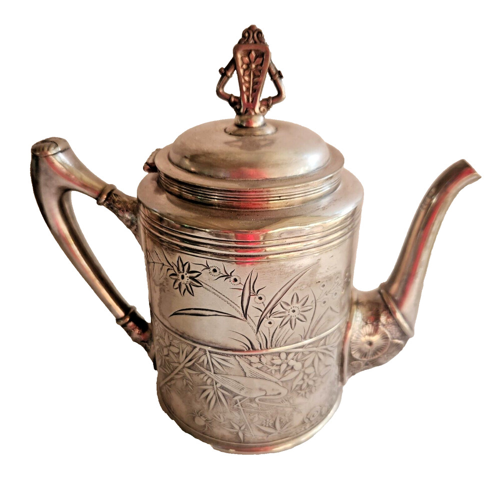 Antique Pairpoint Quadruple Silverplate Coffee Teapot Embossed Pattern 309