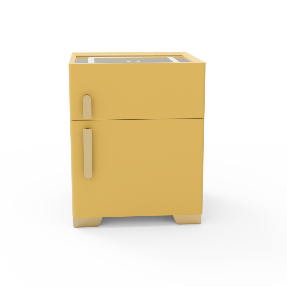 Yellow Smart Nightstand w/Security Safe Lock Box,3-Color Light,Wireless Charging