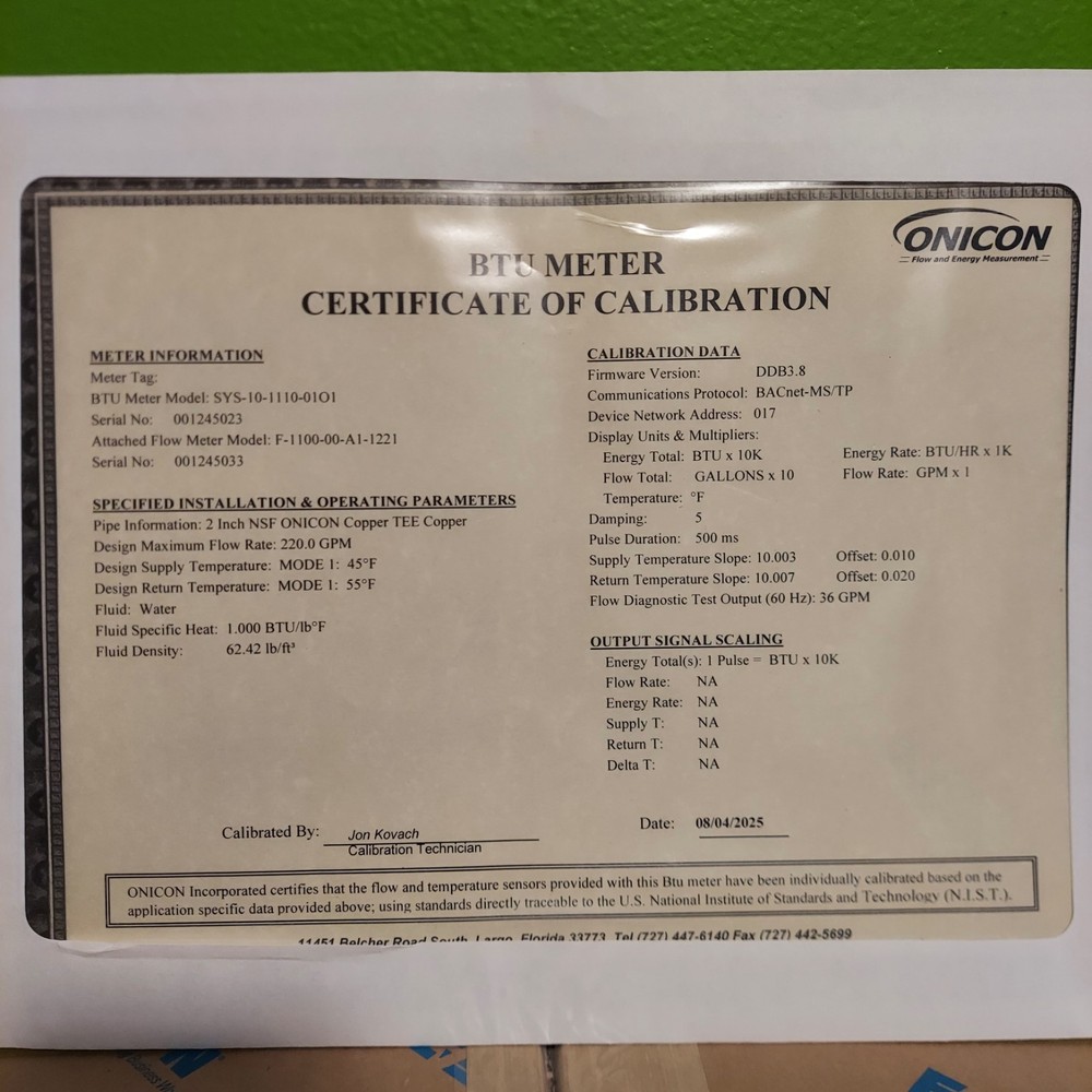 ONICON SYSTEM-10 BTU Meter Reader Controller