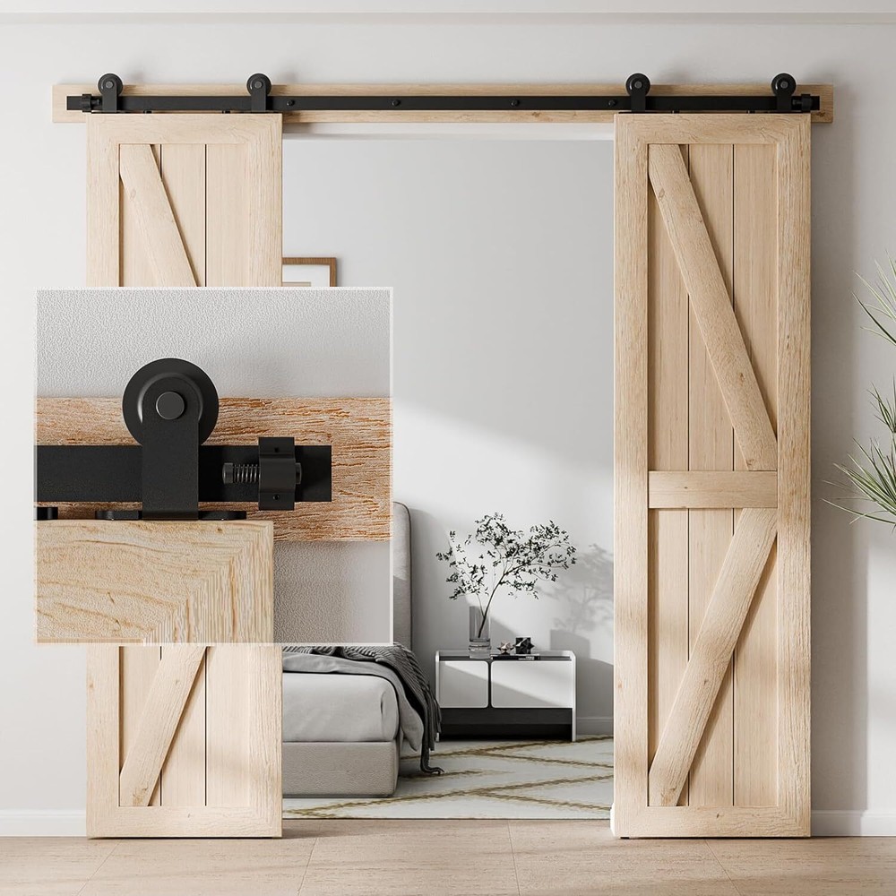 4FT-20FT Sliding Barn Door Hardware Track Single/Double Door &Adjustable Guide