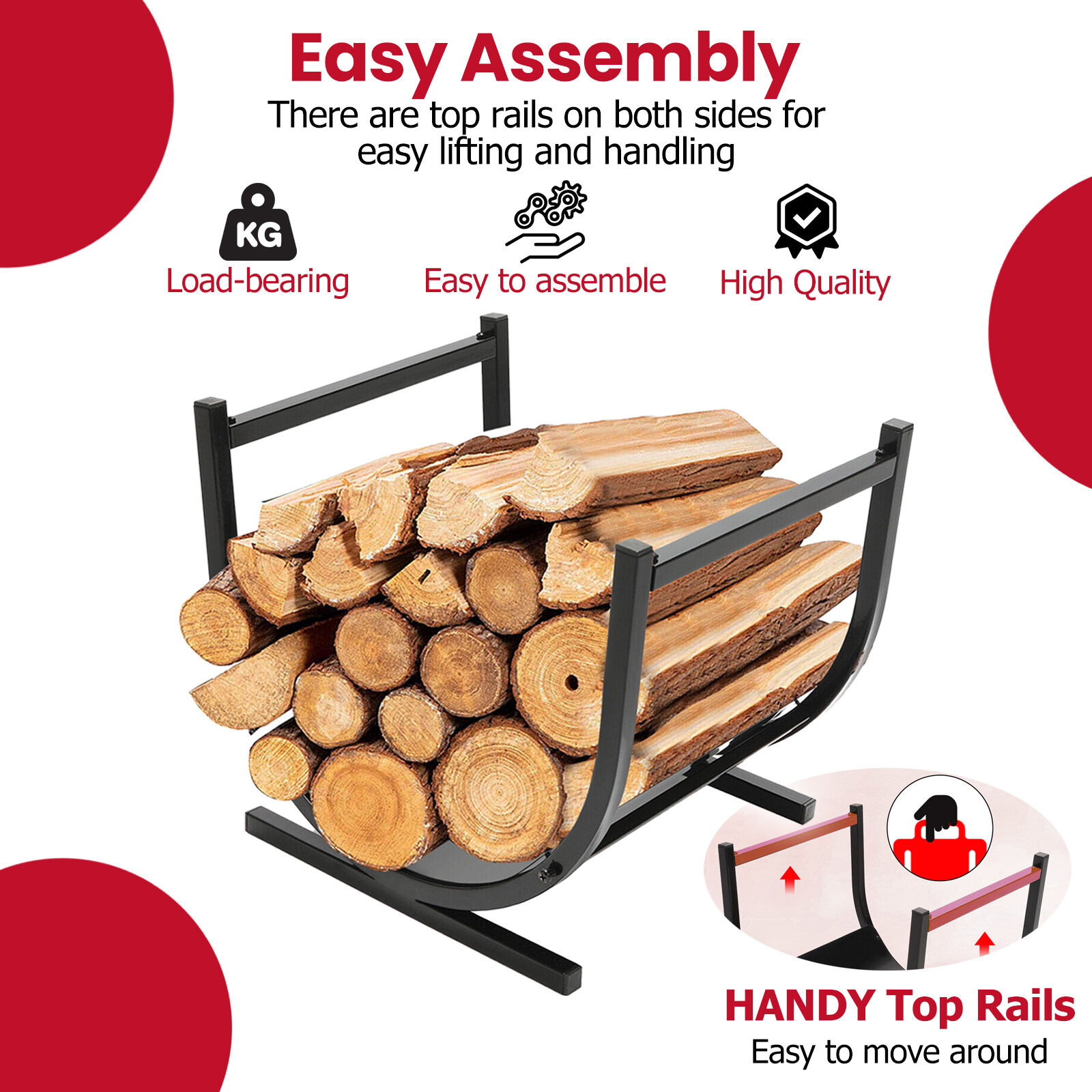 Metal Firewood Rack Log Holder Wood Storage Organiser Stand Fireplace Wood