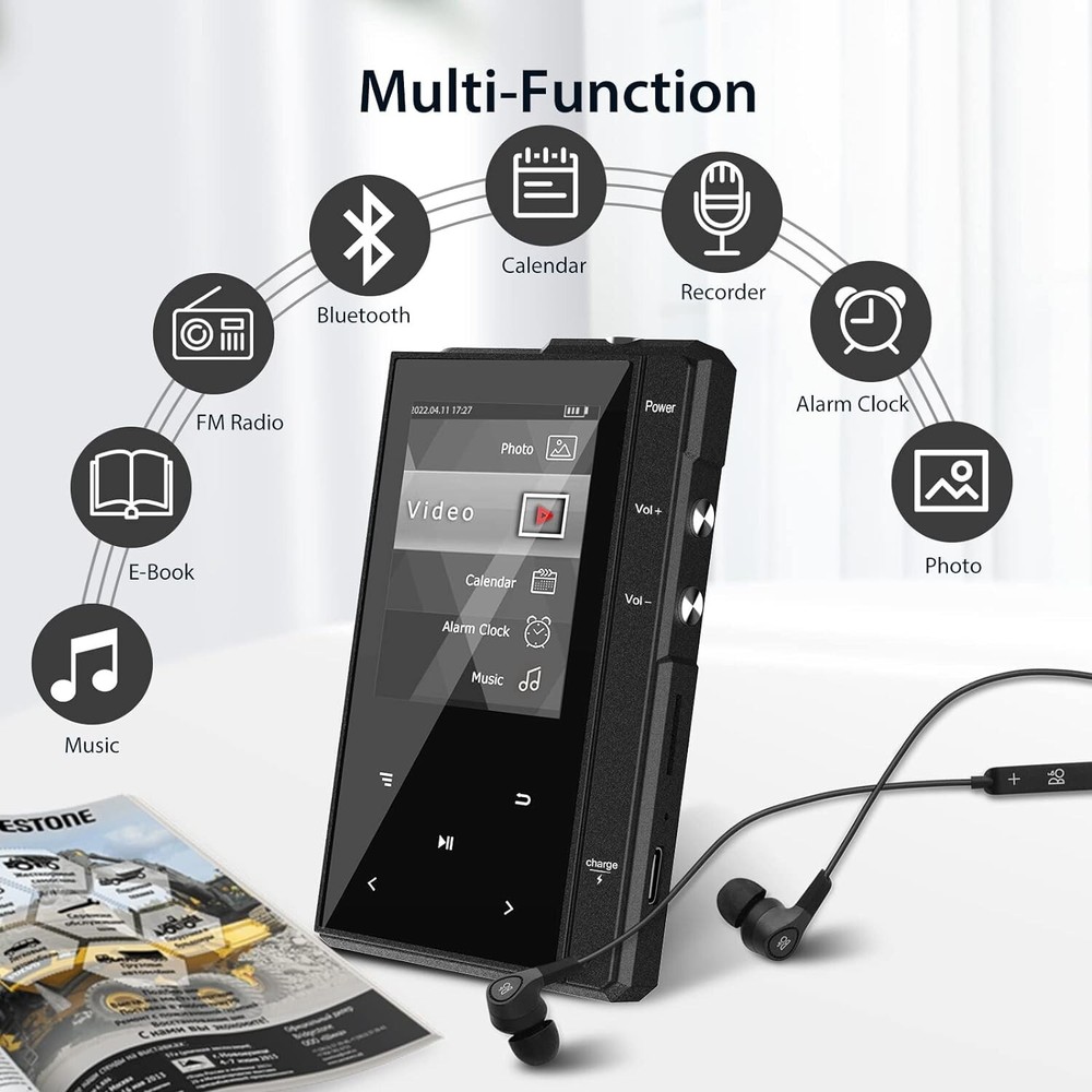 Stylish 32GB MP3 Player with Bluetooth & Touchscreen - Music & E-Book Reader