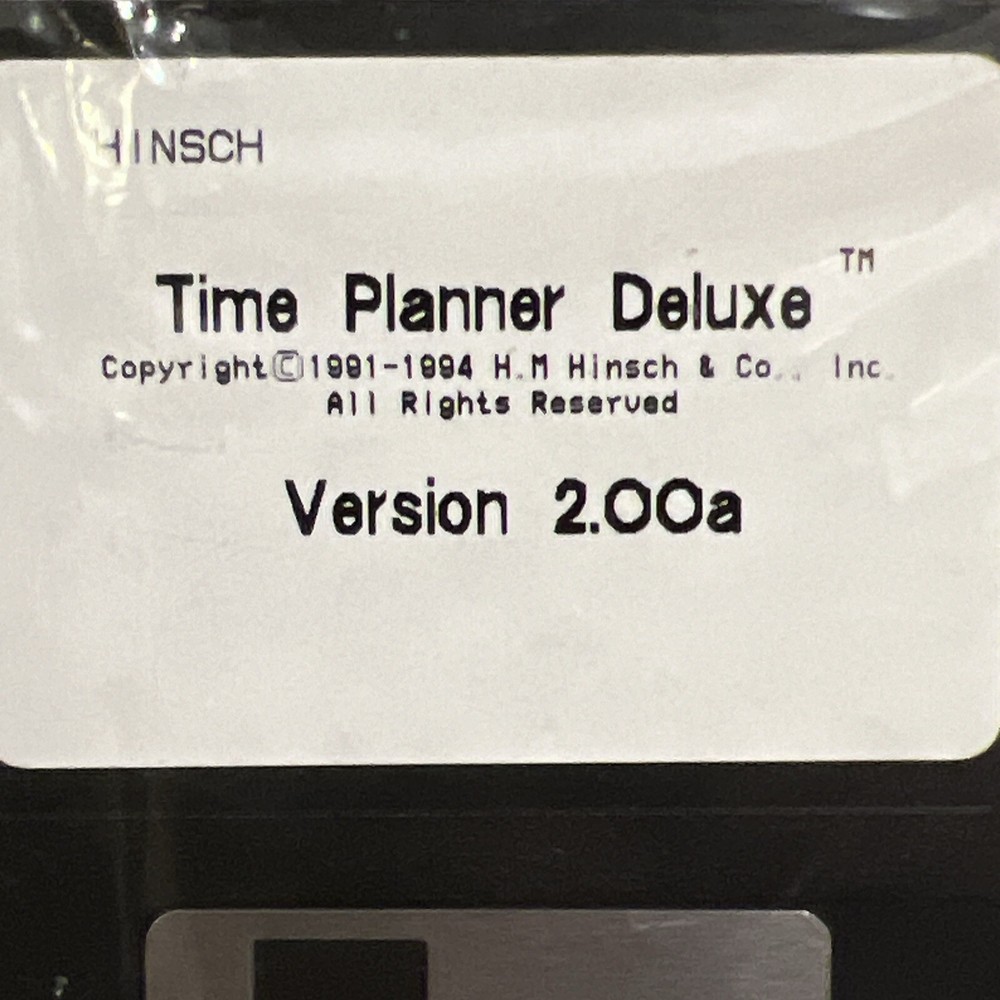 Vintage 1994 Hinsch Time Planner Deluxe Version 2.00a 3.5" Floppy Disk VHTF