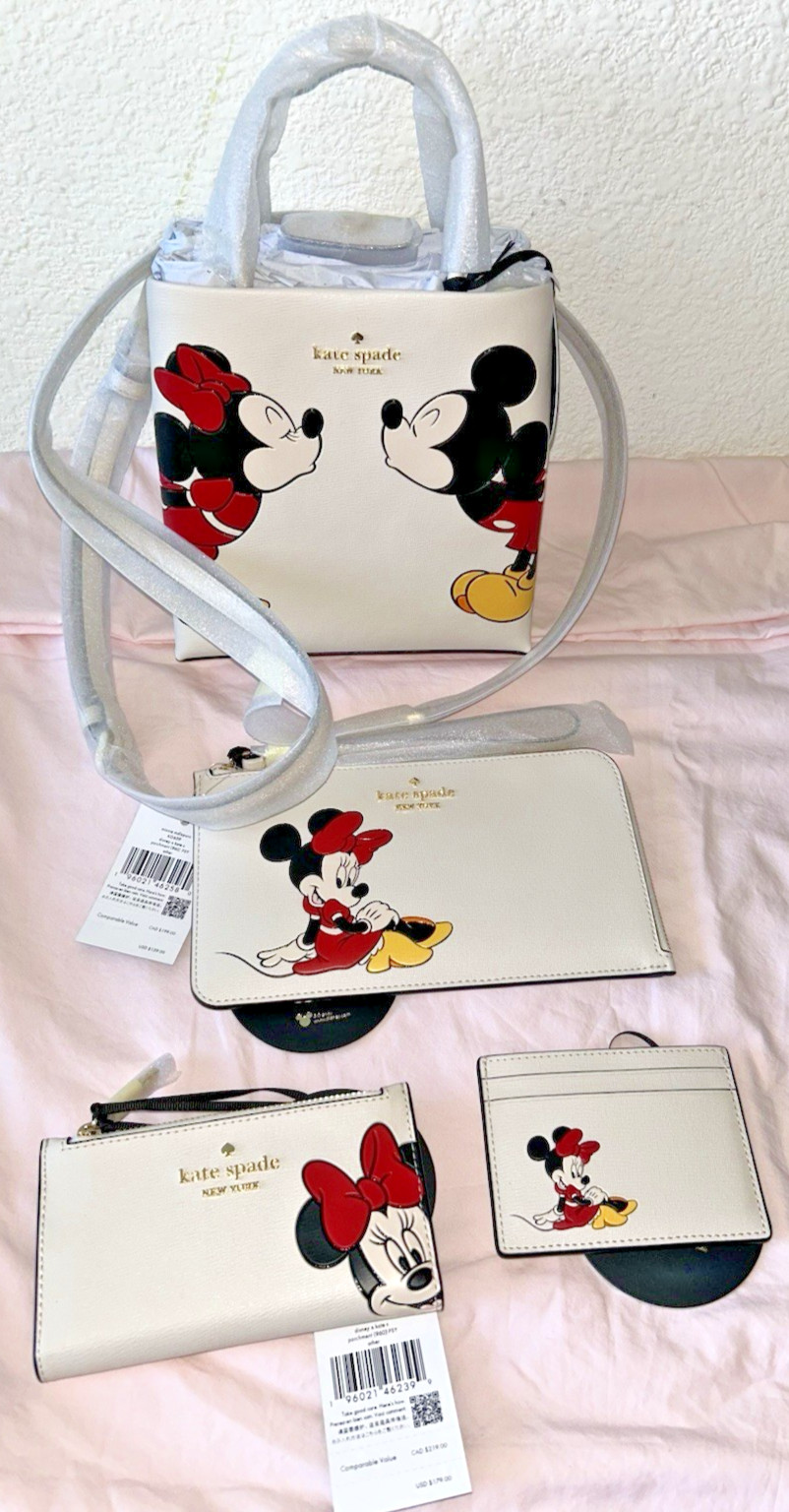 NWT Kate Spade New York Disney Lot Mini Tote Bag Wristlet Wallet Card Case Set