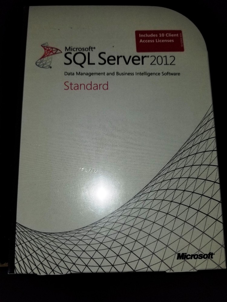 Microsoft SQL Server 2012 Standard,SKU 228-09586,10 CALs,Sealed Retail Box,Full
