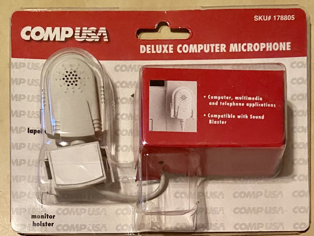 Comp USA Deluxe Computer Microphone Multimedia Telephone Holster & Clip 6” Cable