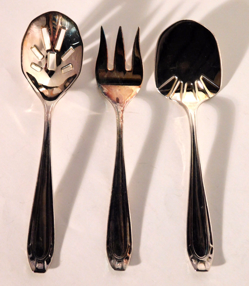 Neiman Marcus 3-Piece Silver Plated Mini Flatware Serving Set Italy