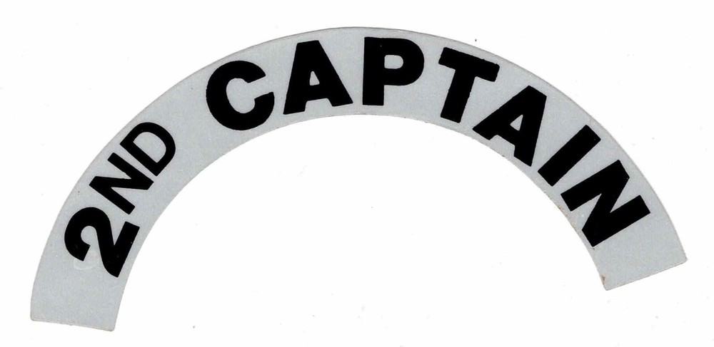 2nd CAPTAIN - Highly Reflective FIRE HELMET CRESCENT  DECALS -  A PAIR