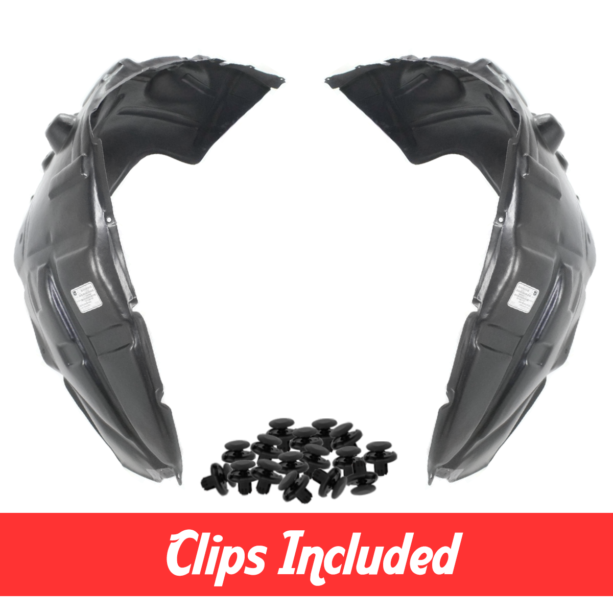 Front Driver & Passenger Side Fender Liner Set w/Clips For 09-18 Dodge Ram R1500