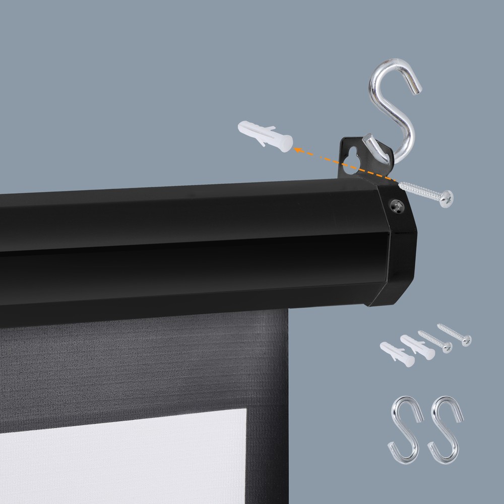 Projector Screen 100" Diagonal Projection Screen Manual Pull Down 16:10 HD Black