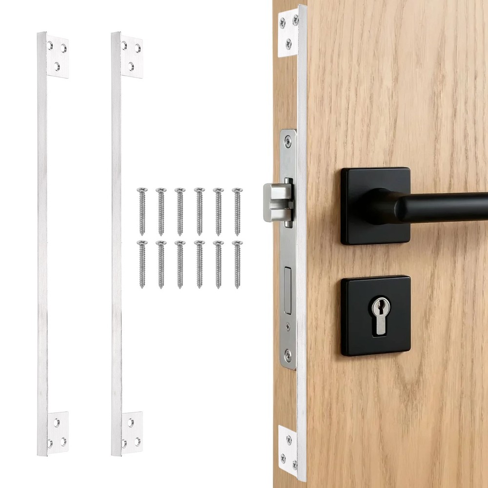 2Pcs Door Latch Guard Plate, 11" Door Security Protector Shield, Silver