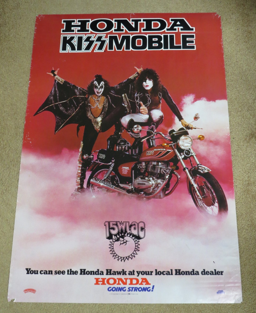 KISS PROMOTIONAL KISSMOBILE POSTER HONDA HAWK 1979 WLAC RADIO AUCOIN 23x35