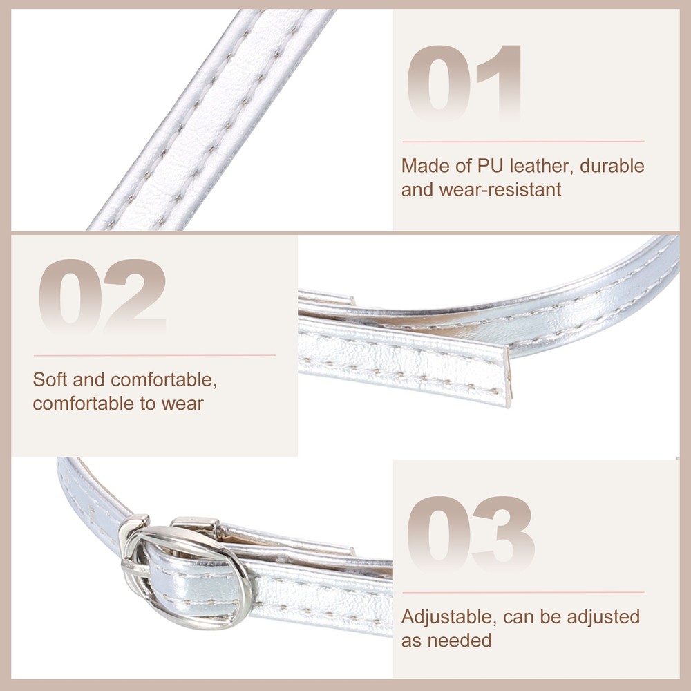 2 Pair Replacement Ankle Strap for Heels Shoe Bands, Bright Silver