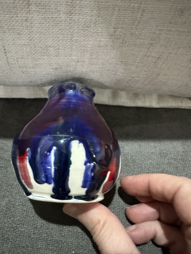 Blue Glaze Studio Pottery Bud Vase Home Decor