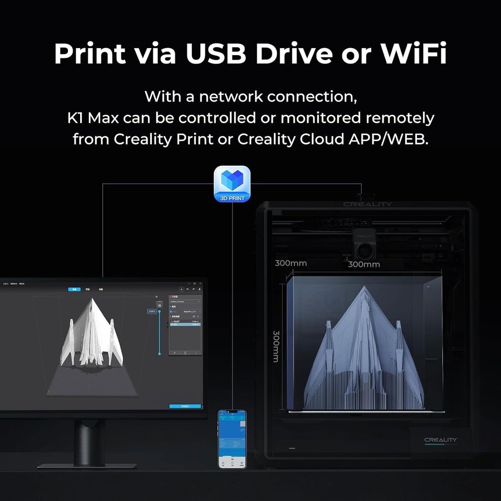 Creality K1 Max 3D Printer, 600mm/s High-Speed w/Auto Leveling Smart AI Function