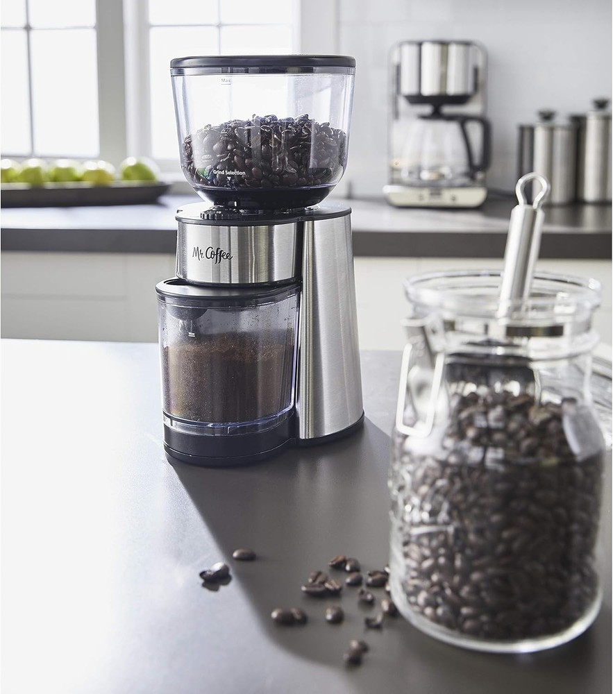 Automatic Burr Mill Coffee Grinder with 18 Custom Grinders Silver