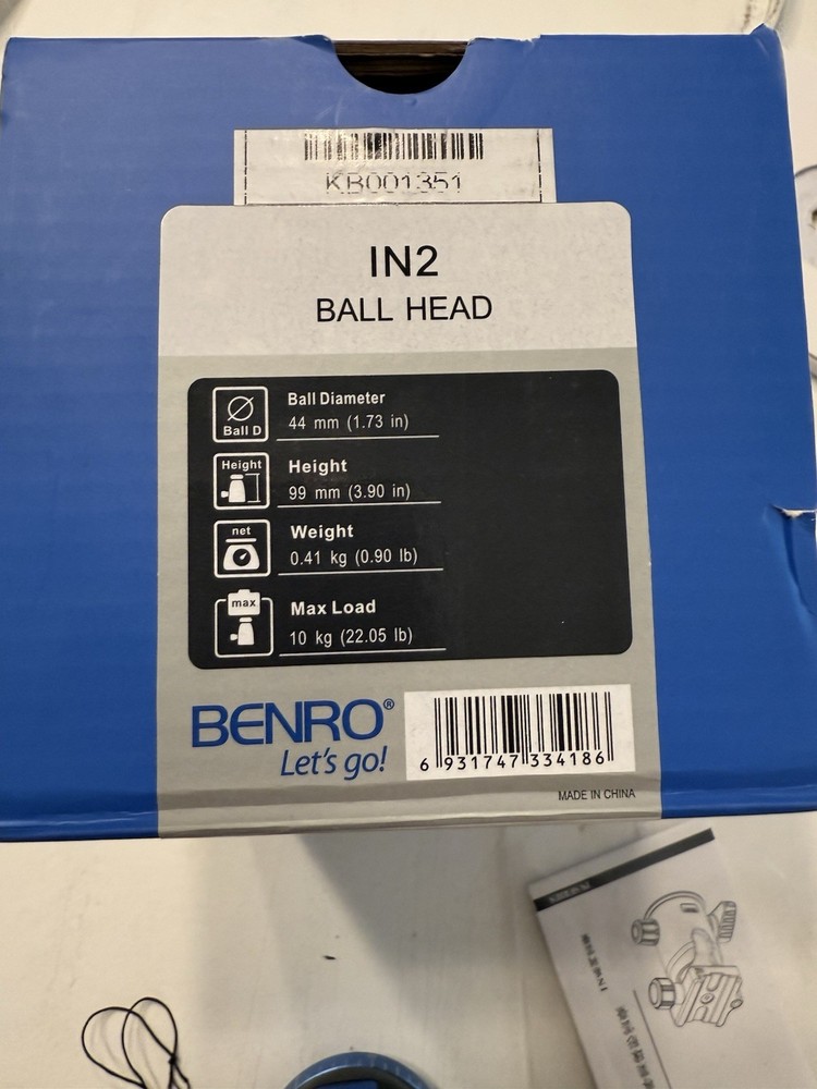 Benro Ball Head IN2 Tripod Head Missing Quick Release Plate