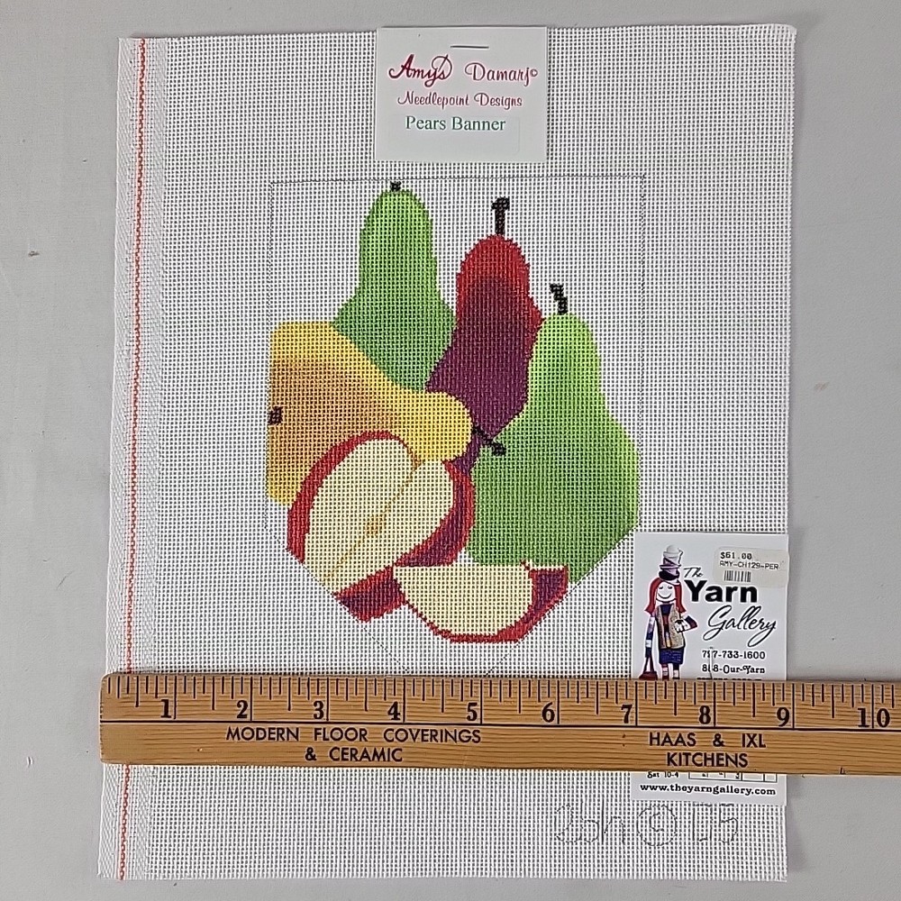 Handpainted Needlepoint Canvas Fruit Stitch Guide Pears Amy Damarj Beth Hunt
