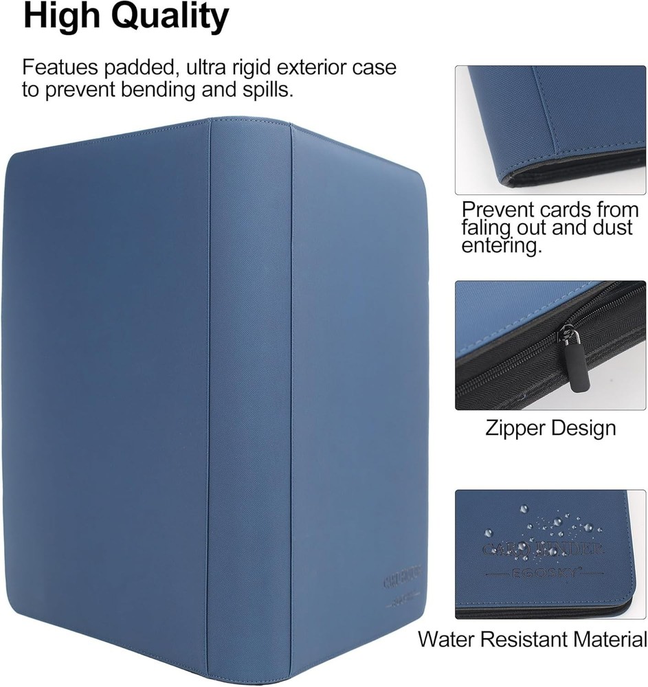 "Premium Ringless Trading Card Binder - 1000+ Capacity, 16 Side-Loading Pockets.