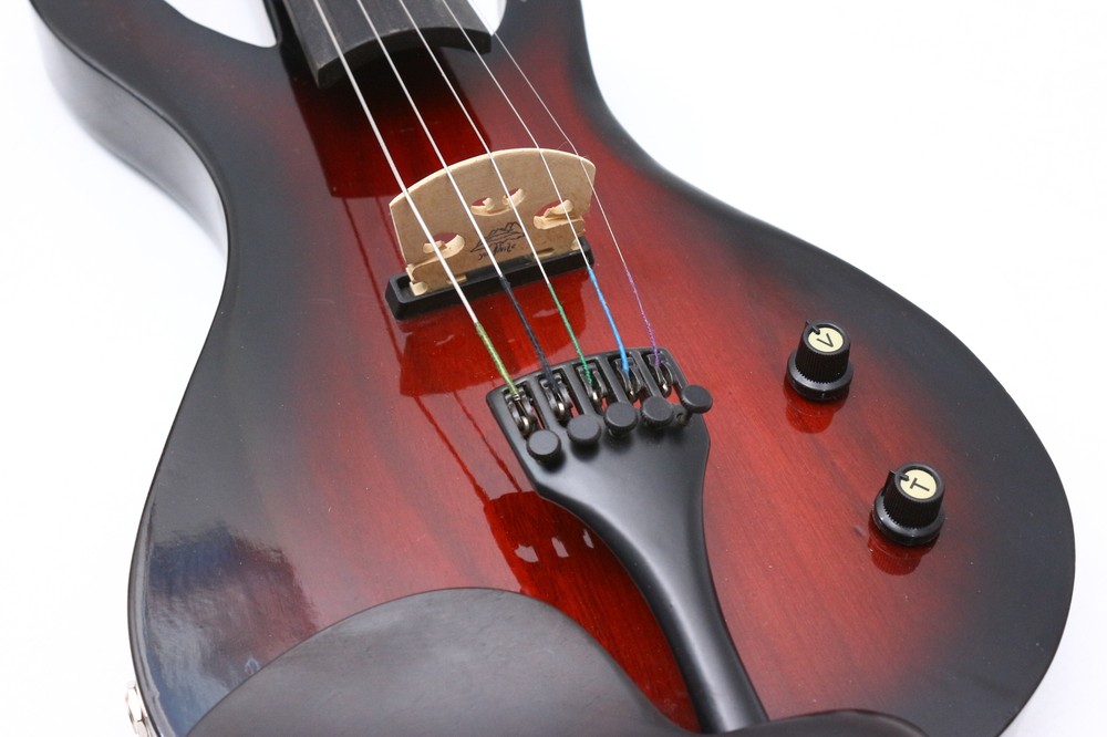 5 String Guitar Style Electric Violin 4/4 Full Size Solid Wood Violin with Case