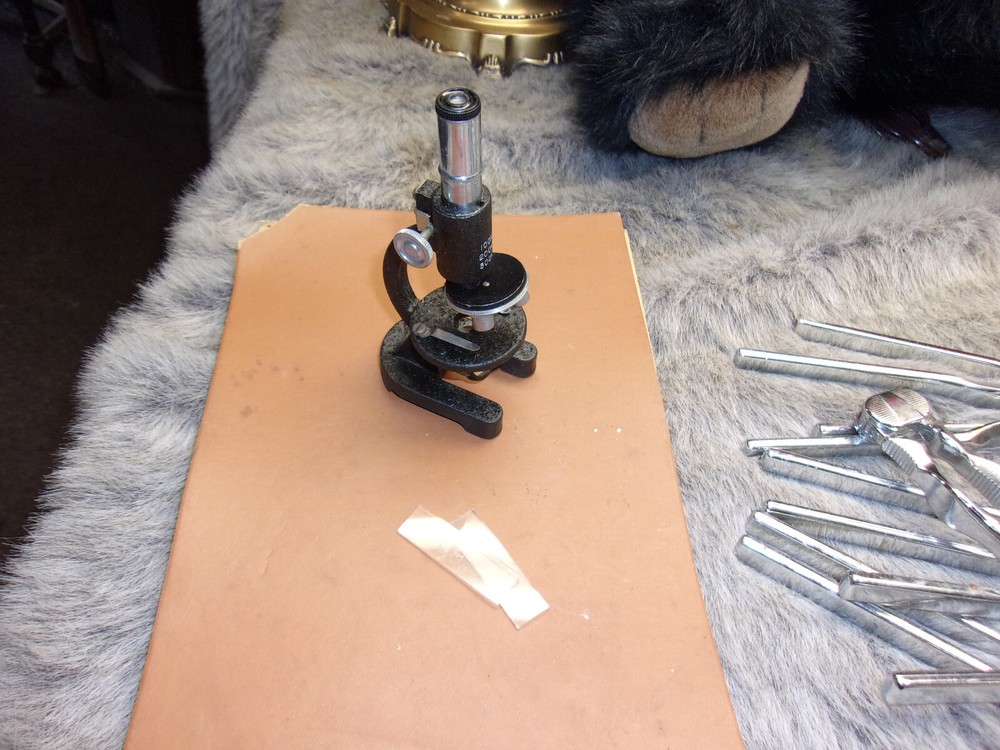 Vintage Mini Microscope With Slides