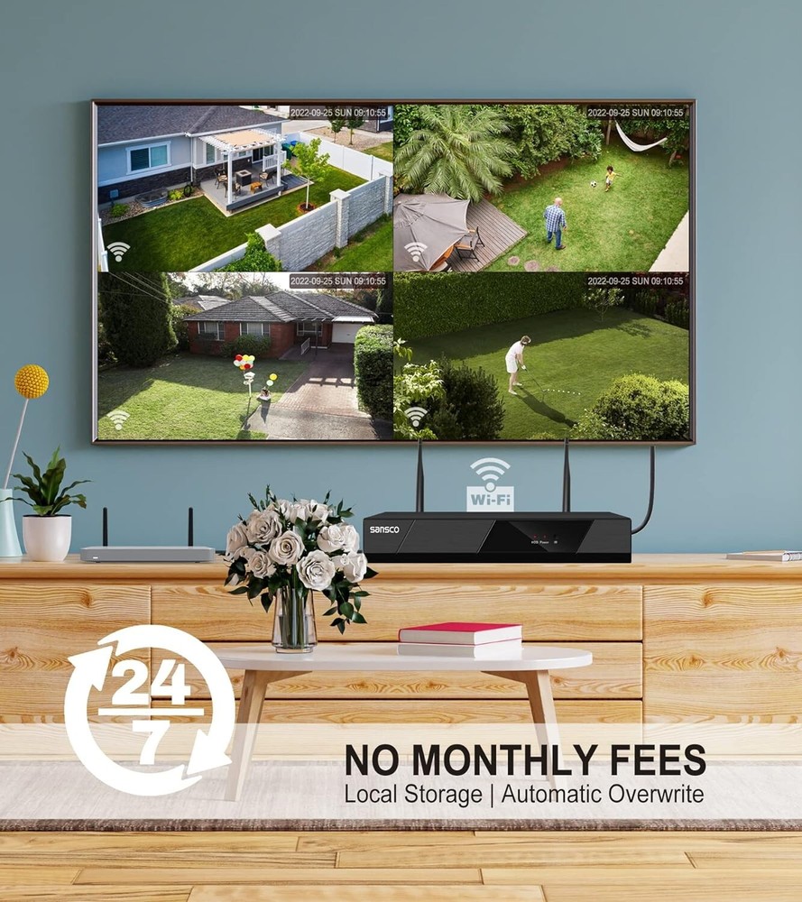 Sansco Wireless CCTV Security System Kit 3MP WiFi PTZ Audio Camera with 1TB